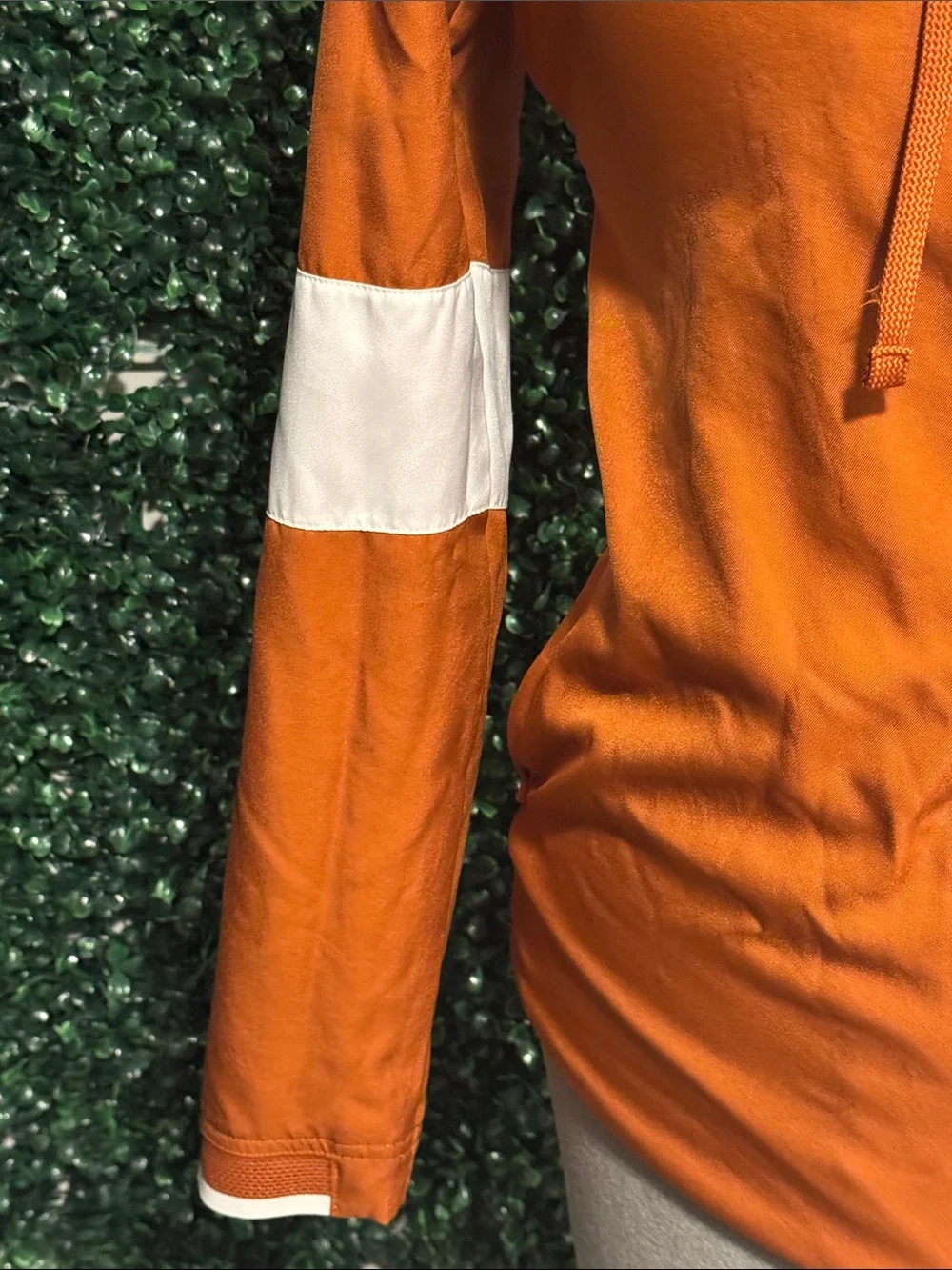 Nike Orange Full-Zip Hooded Jacket with White Sleeve Bands